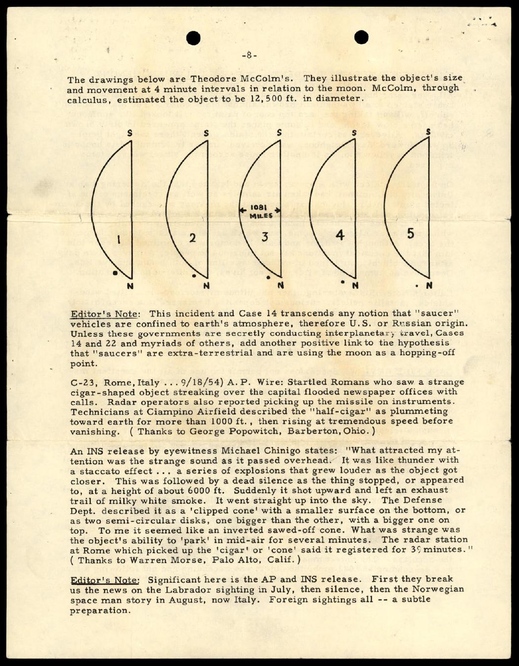 Derived page render from official PDF: CRIFO newsletter page with McColm drawings and Rome clipping text