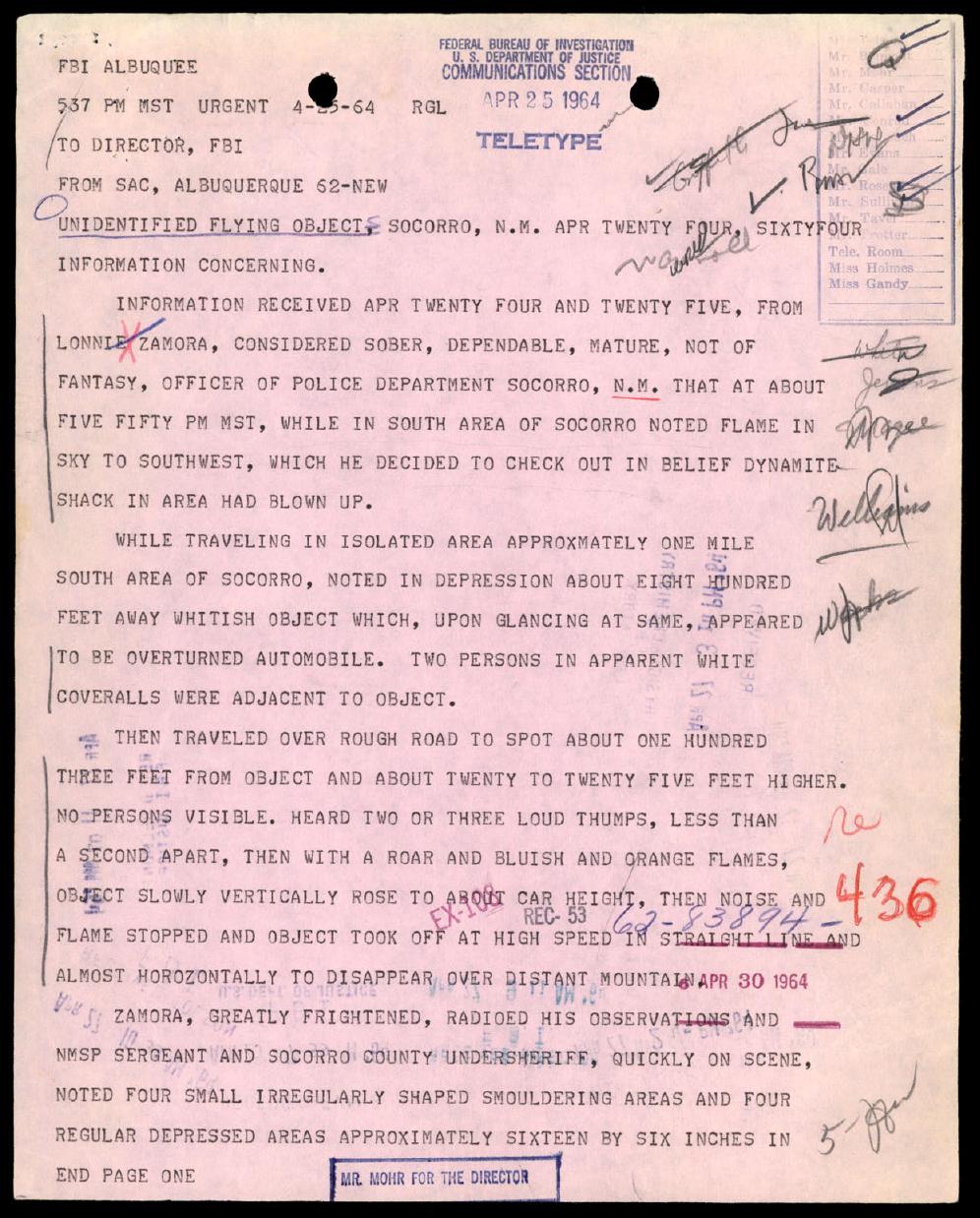Derived page render from official PDF: Socorro Zamora teletype page