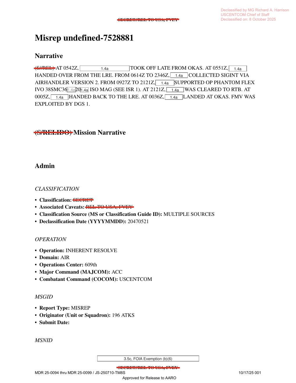Derived page render from official PDF: page 1 mission narrative