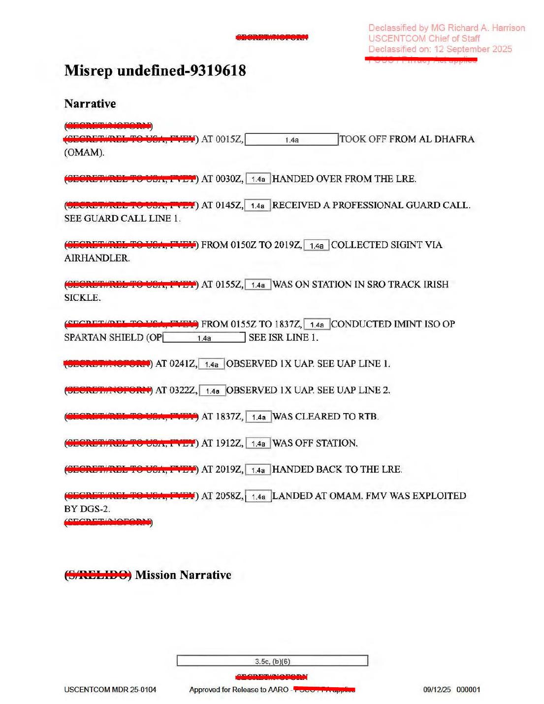 Derived render of official PDF page 1: mission narrative