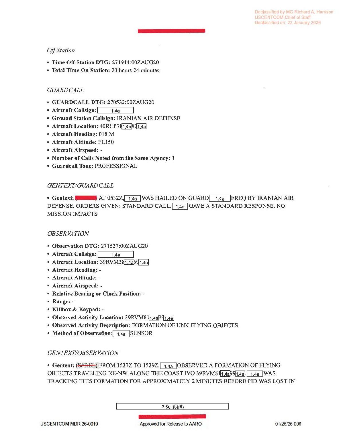 Derived official PDF render, page 6: guardcall and observation section