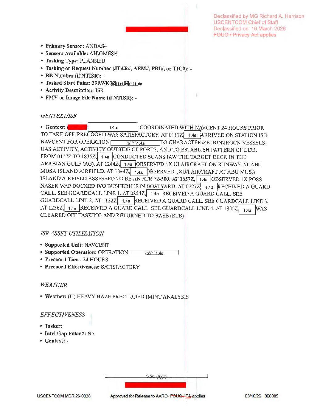 Derived page render from official PDF: page 5 ISR fields and weather limitation