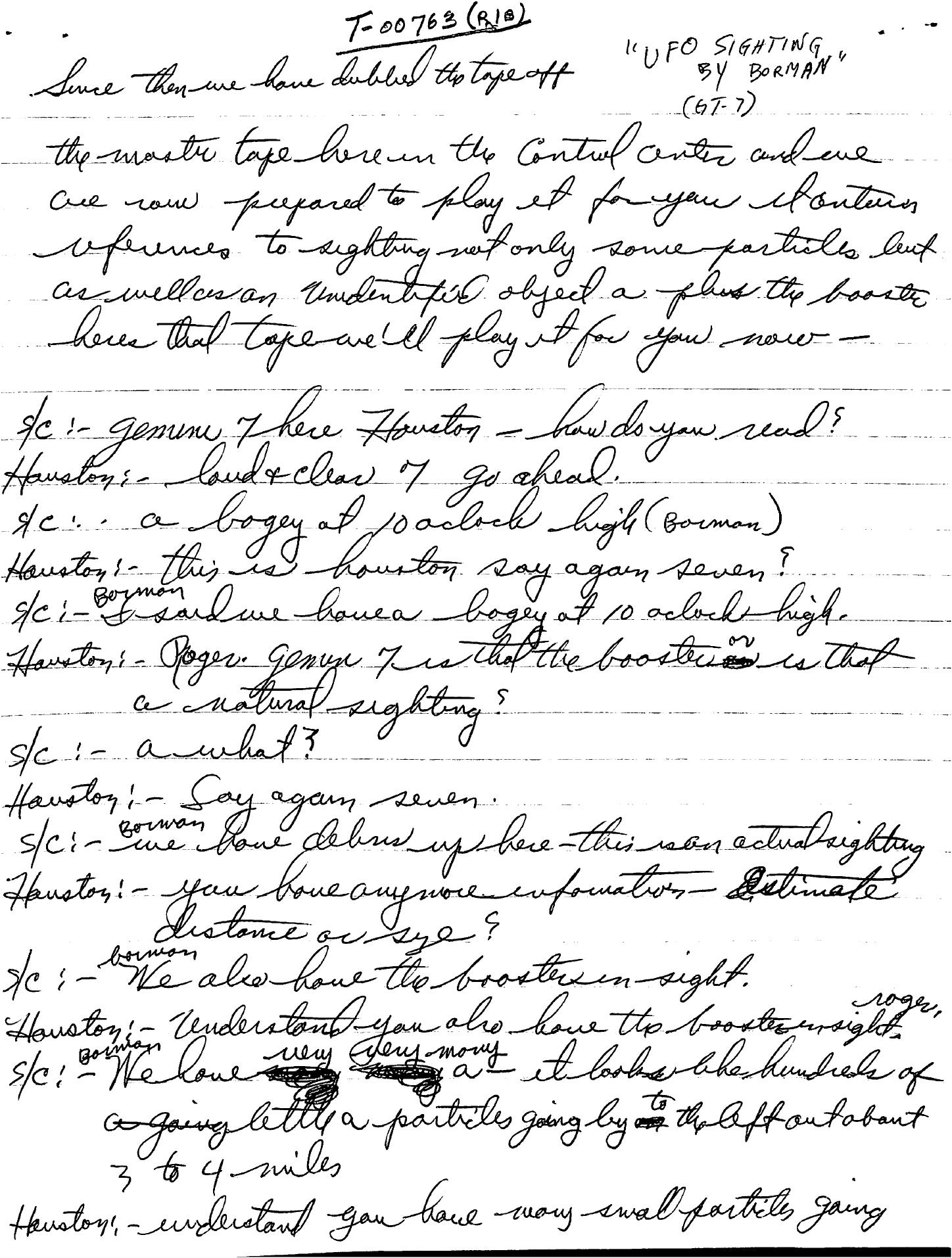 Derived page render from the official PDF, page 2: handwritten notes headed UFO Sighting by Borman.