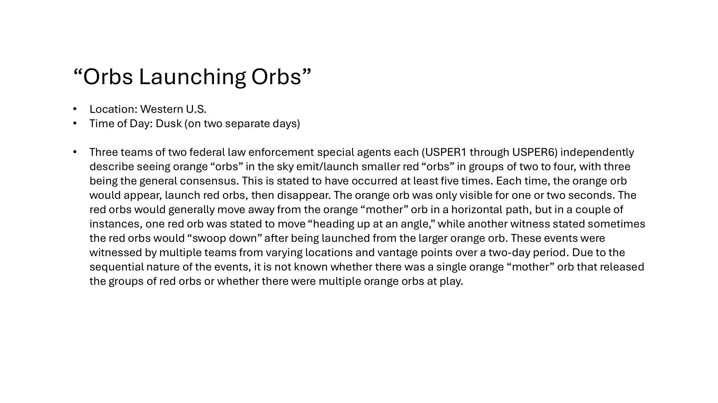 Derived page render from the official Western US Event PDF: page 1, Orbs Launching Orbs text summary