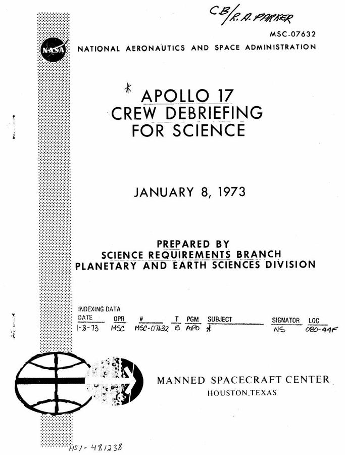 NASA-UAP-D5, Apollo 17 Crew Debriefing for Science, 1973 thumbnail