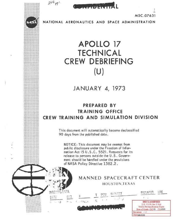 NASA-UAP-D6, Apollo 17 Technical Crew Debriefing, 1973 thumbnail
