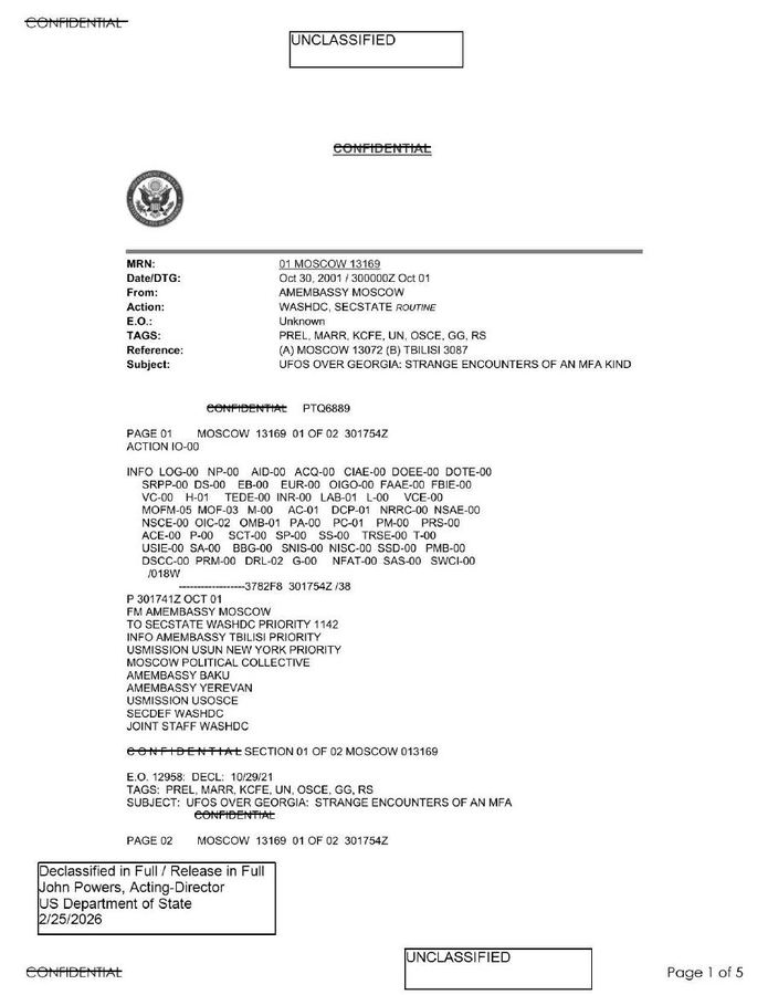 State Department UAP Cable 3, Tbilisi, Georgia, October 30, 2001 thumbnail